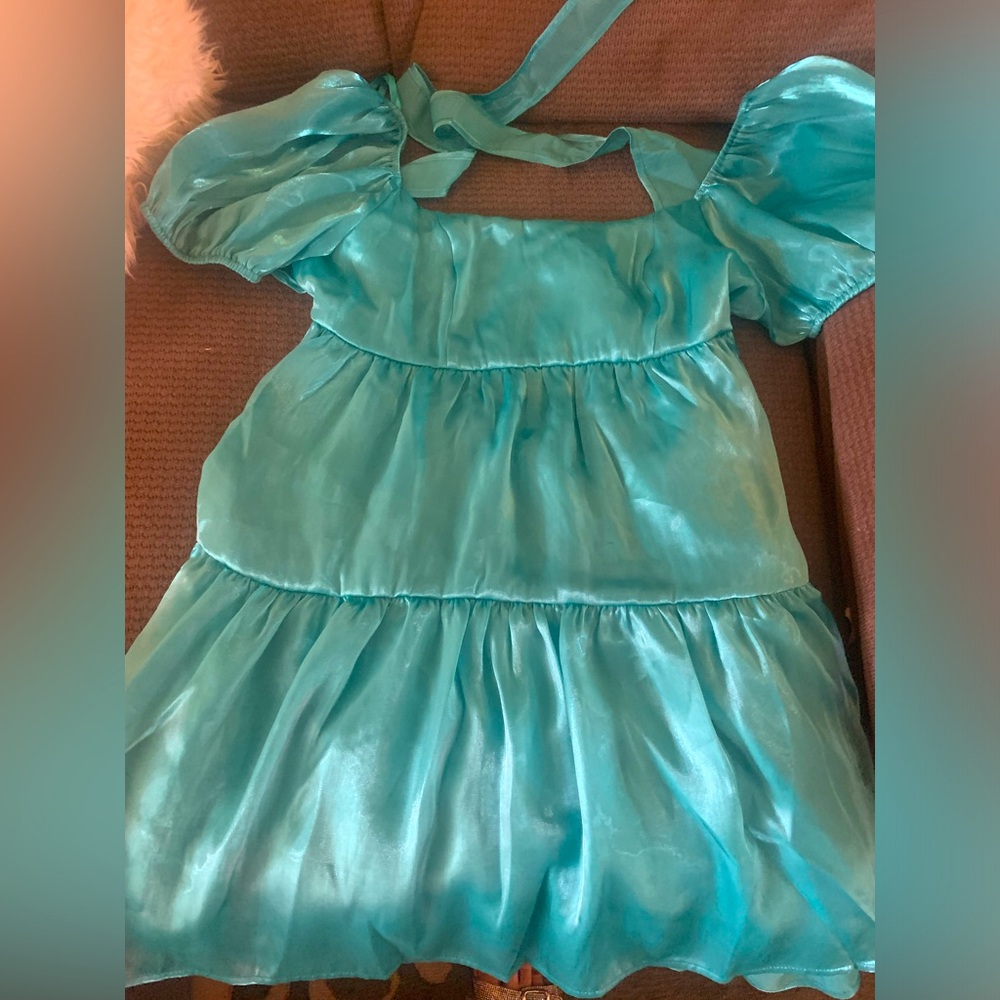 Blue metallic shimmer dress